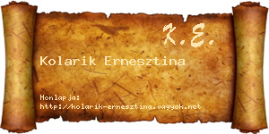 Kolarik Ernesztina névjegykártya